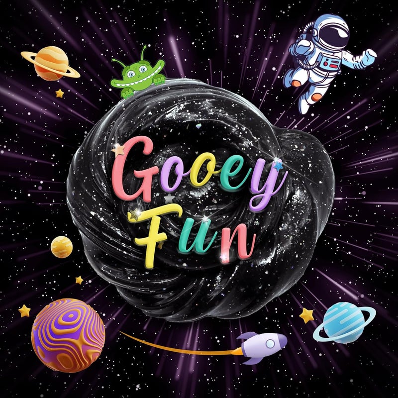 Playbees Black Nebula Slime - 24 Pack - Galaxy Star Slime Party Favors for Kids - Non-Sticky, Stress Relief, Arts & Crafts - Image 5